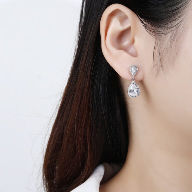 Sterling silver stud earrings with cubic zirconia