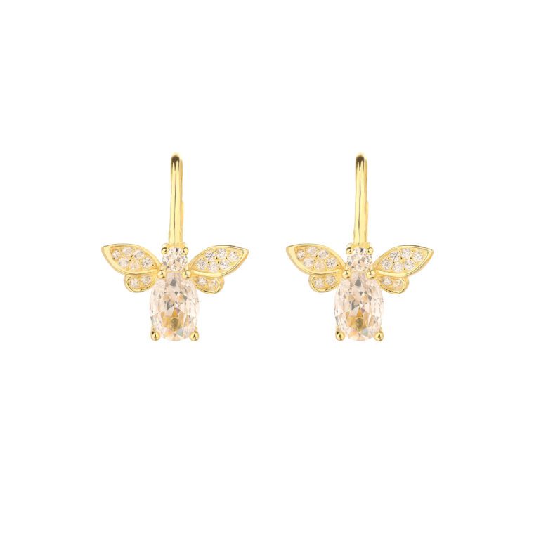 Gold plated sterling silver earrings with cubic zirconia