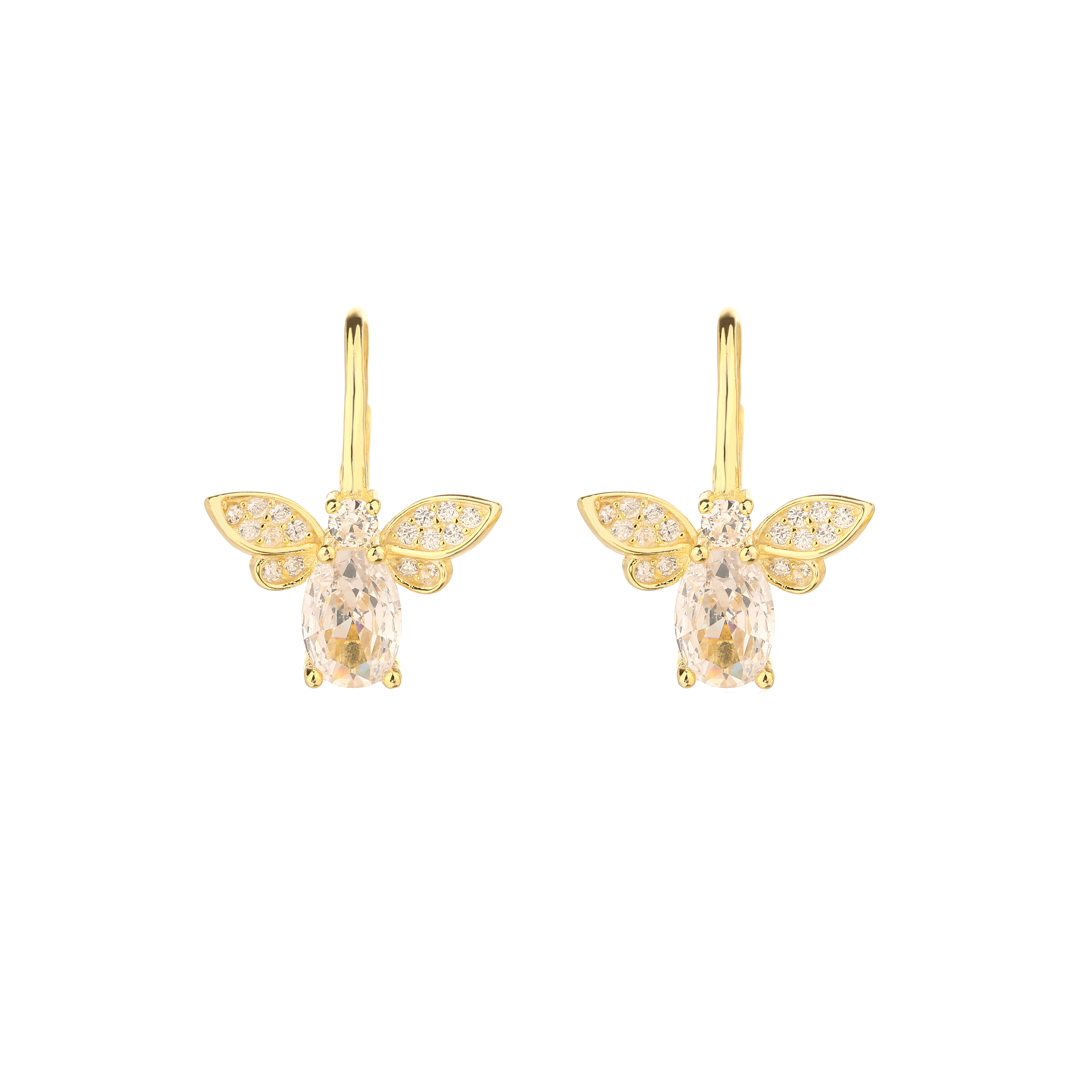 Gold plated sterling silver earrings with cubic zirconia