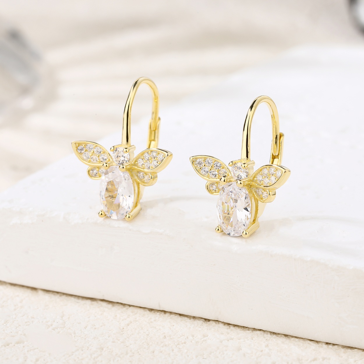 Gold plated sterling silver earrings with cubic zirconia