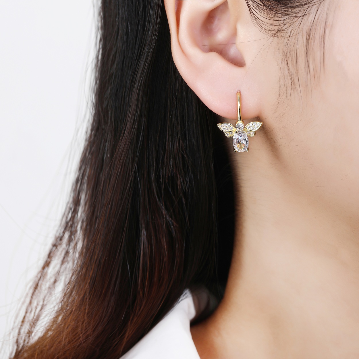 Gold plated sterling silver earrings with cubic zirconia