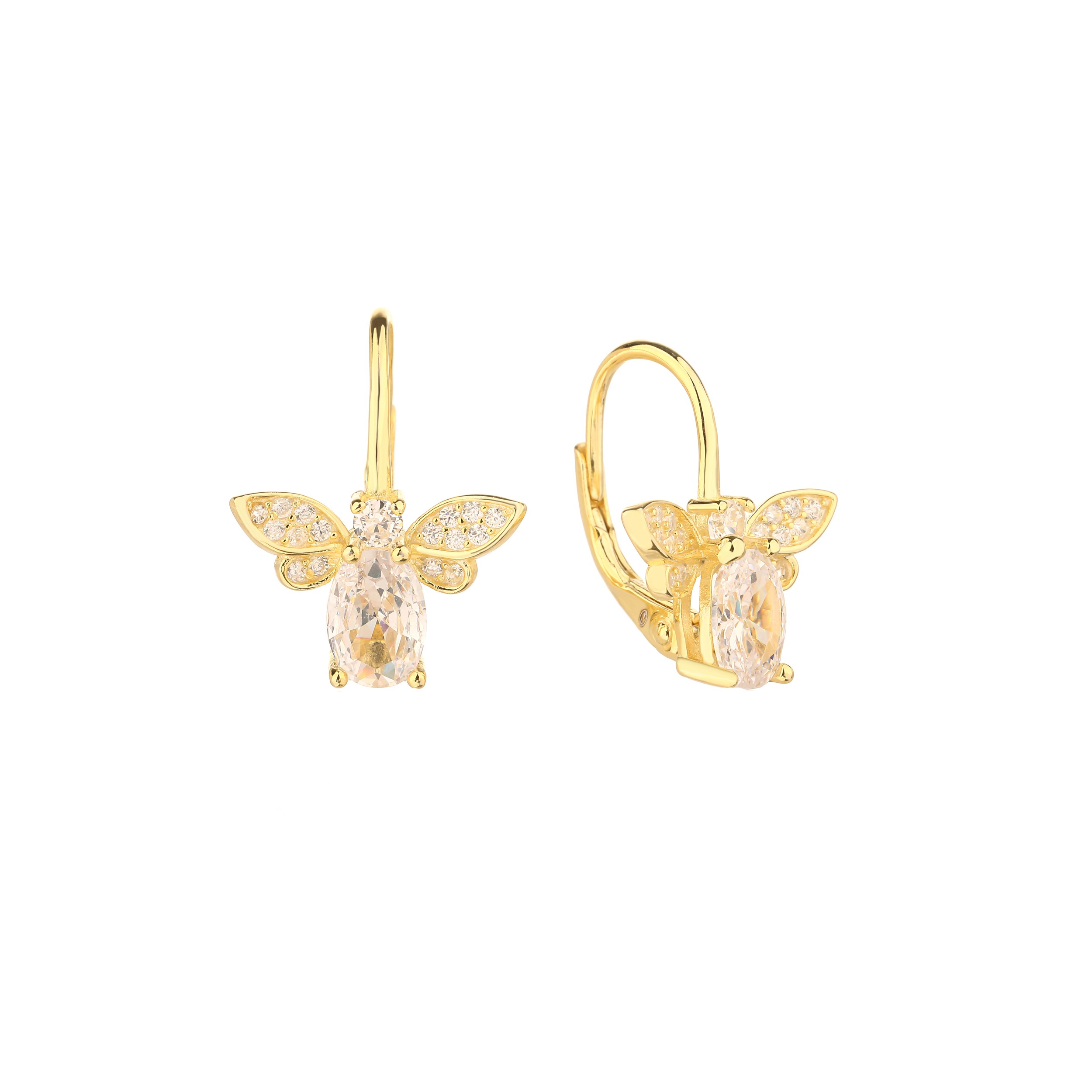 Gold plated sterling silver earrings with cubic zirconia