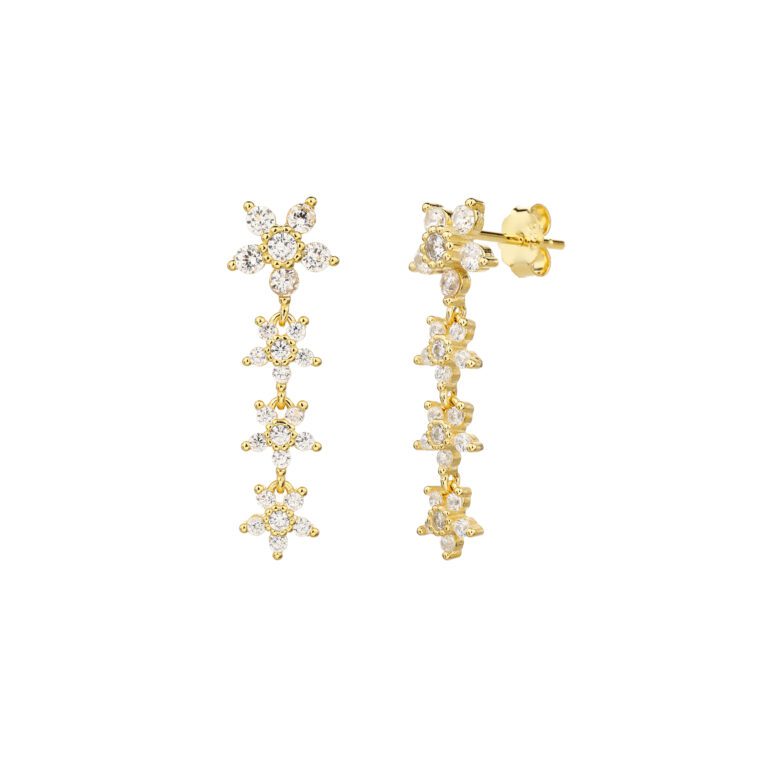 Gold plated sterling silver stud earrings with cubic zirconia