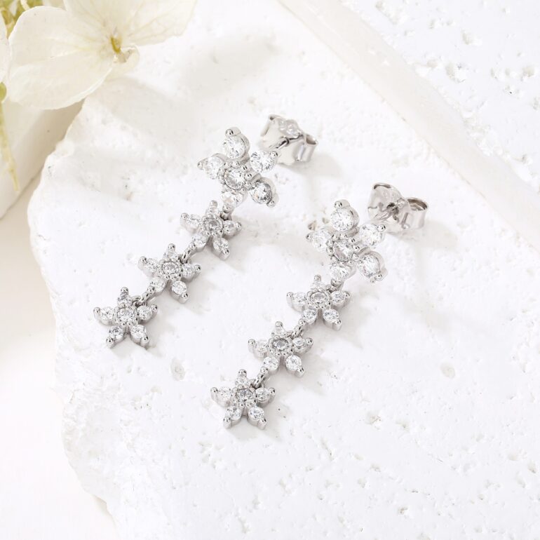 Sterling silver stud earrings with cubic zirconia