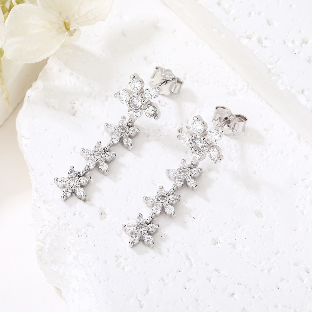 Sterling silver stud earrings with cubic zirconia