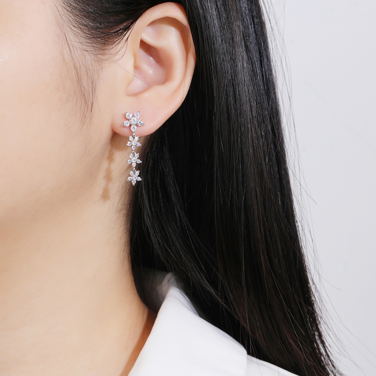 Sterling silver stud earrings with cubic zirconia