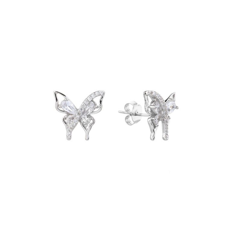 Sterling silver butterfly earrings with cubic zirconia