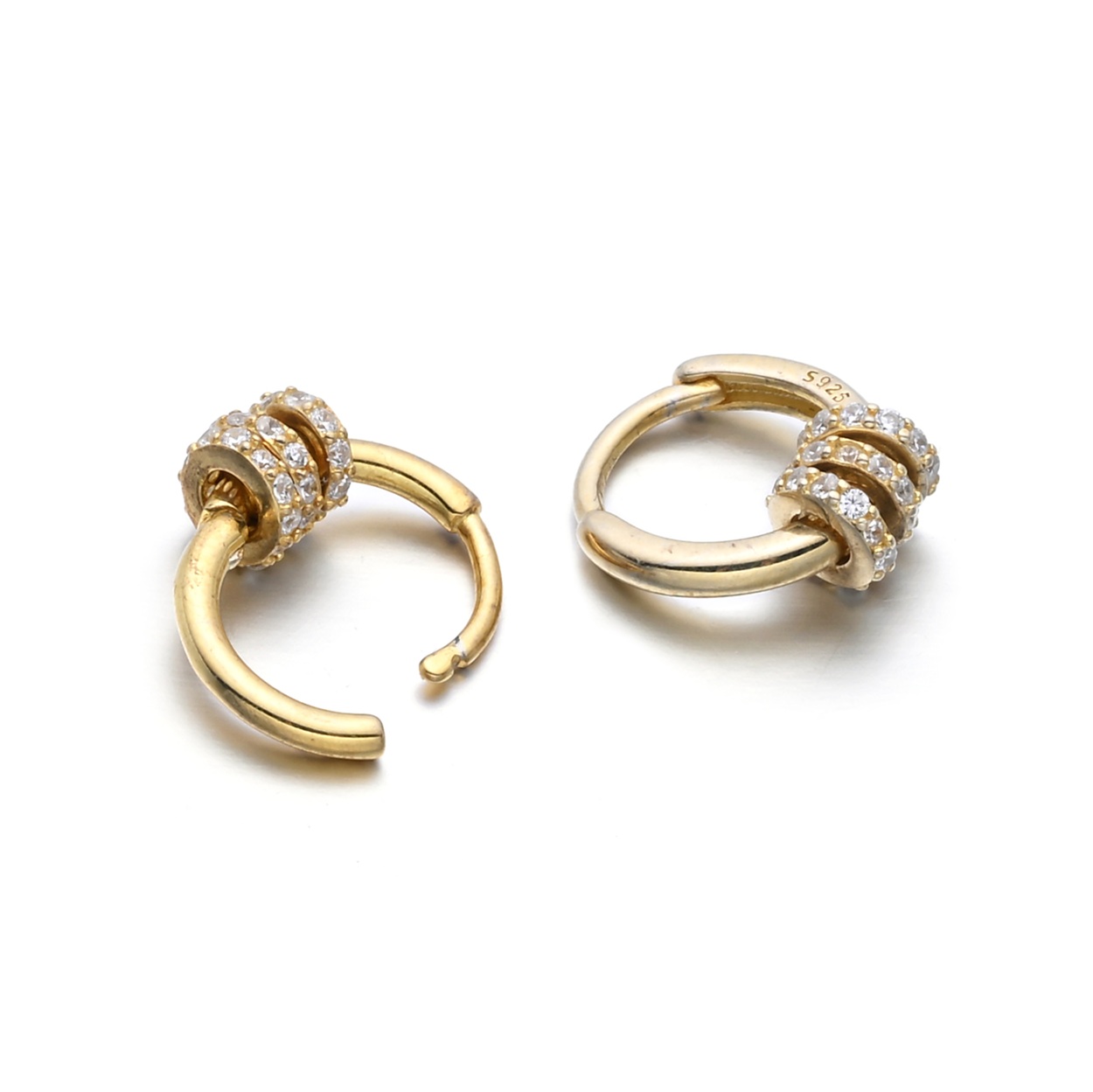 Sterling silver hoop earrings with cubic zirconia