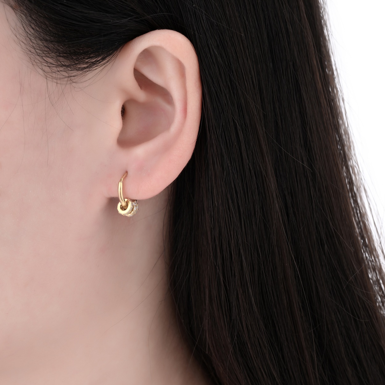 Sterling silver hoop earrings with cubic zirconia