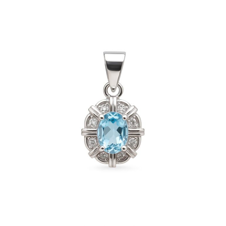 Sterling silver pendant with topaz and cubic zirconia