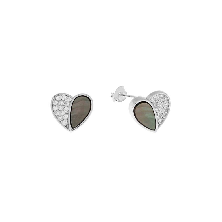 Sterling silver earring with cubic zirconia and mother of pearl