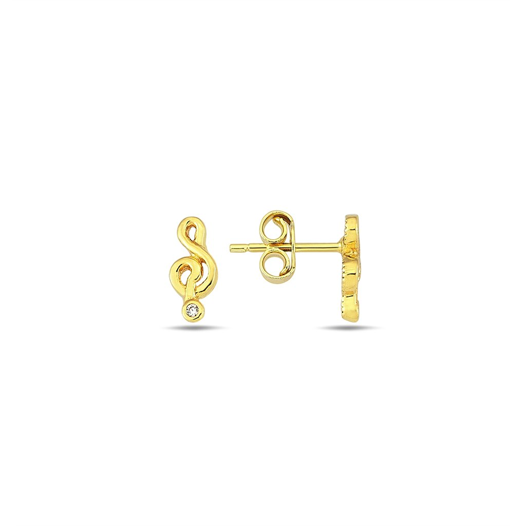 Yellow Gold Earrings - Treble Clef