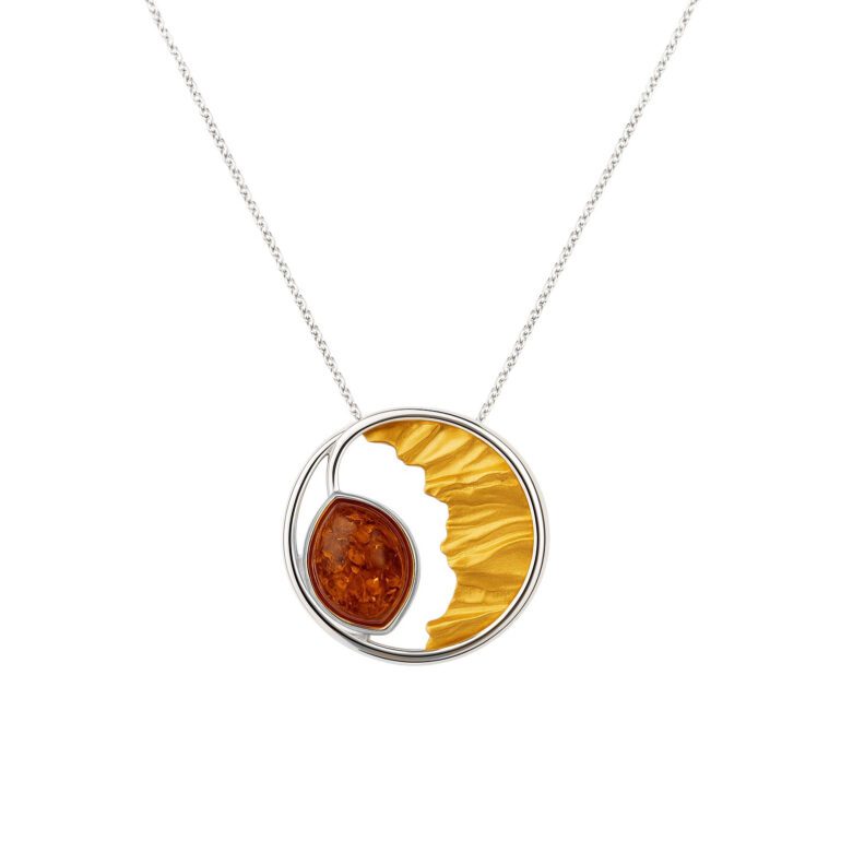 Gold plated sterling silver necklace with amber