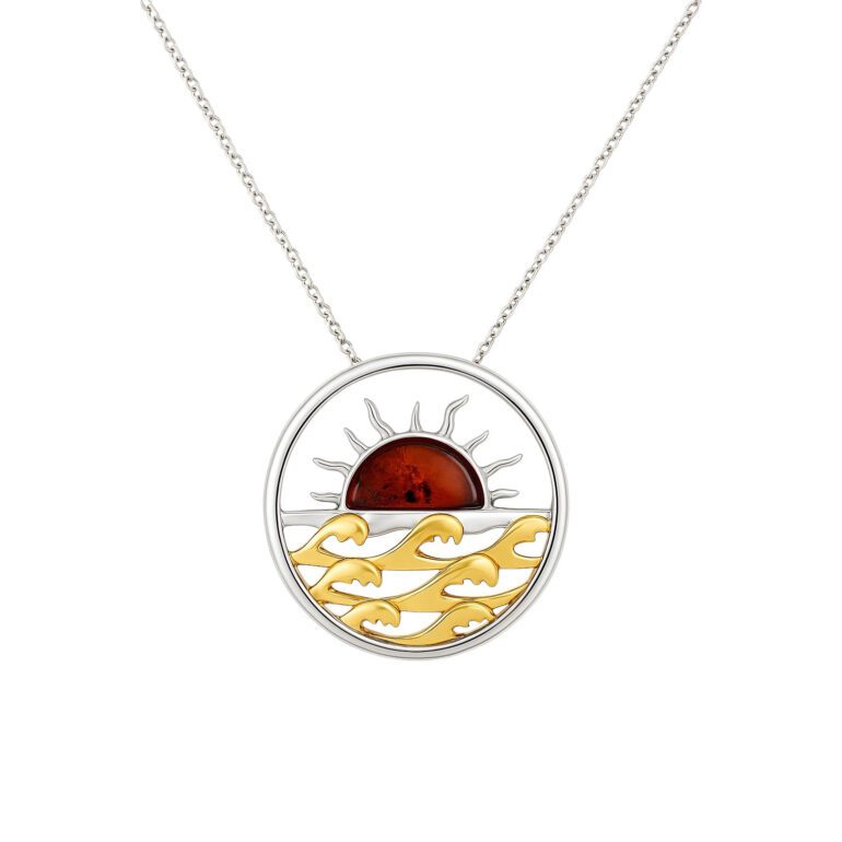Gold plated sterling silver necklace with amber