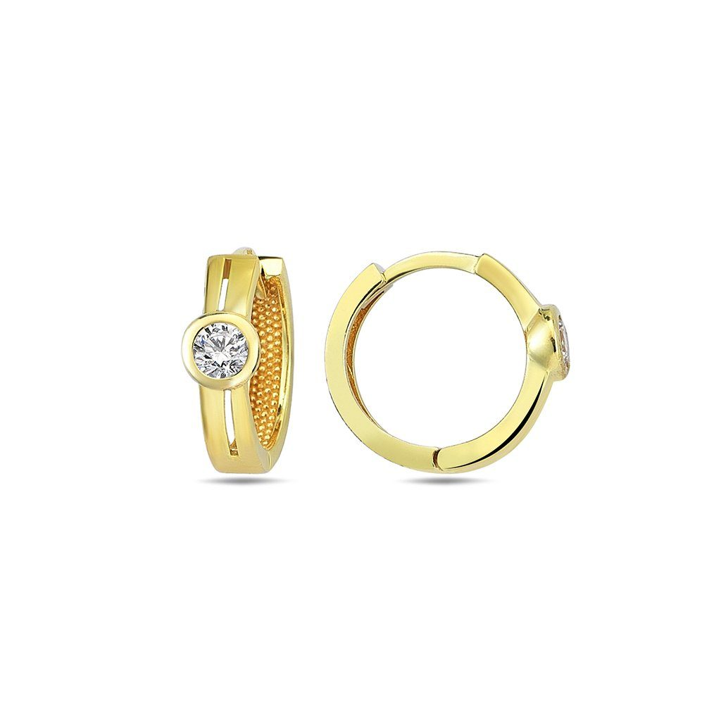 Yellow gold hoop earrings with cubic zirconia