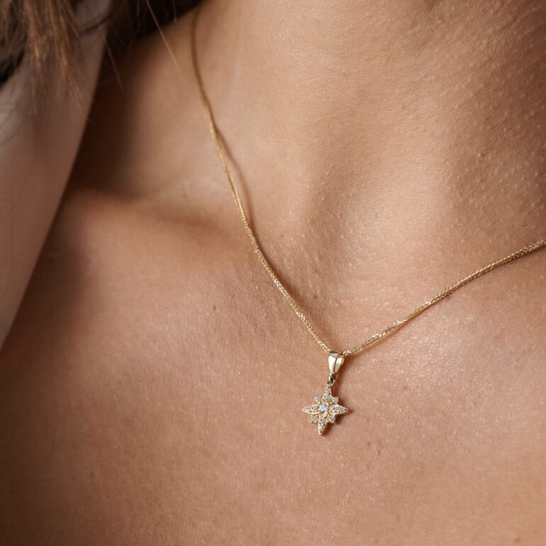 White gold pendant with cubic zirconia