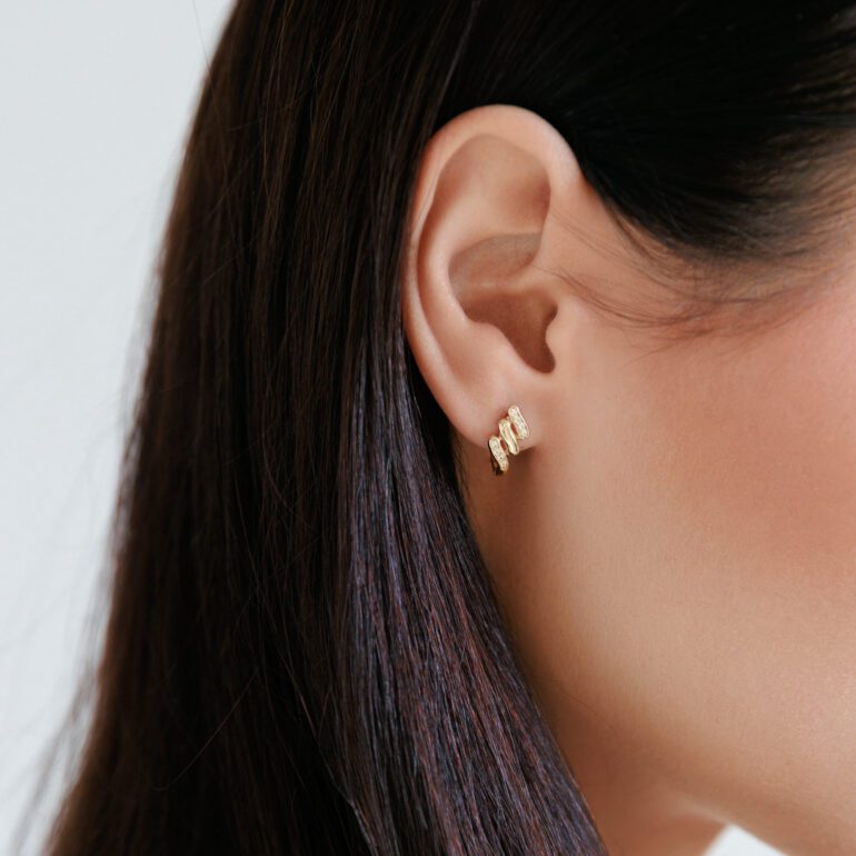 Yellow gold earrings with cubic zirconia