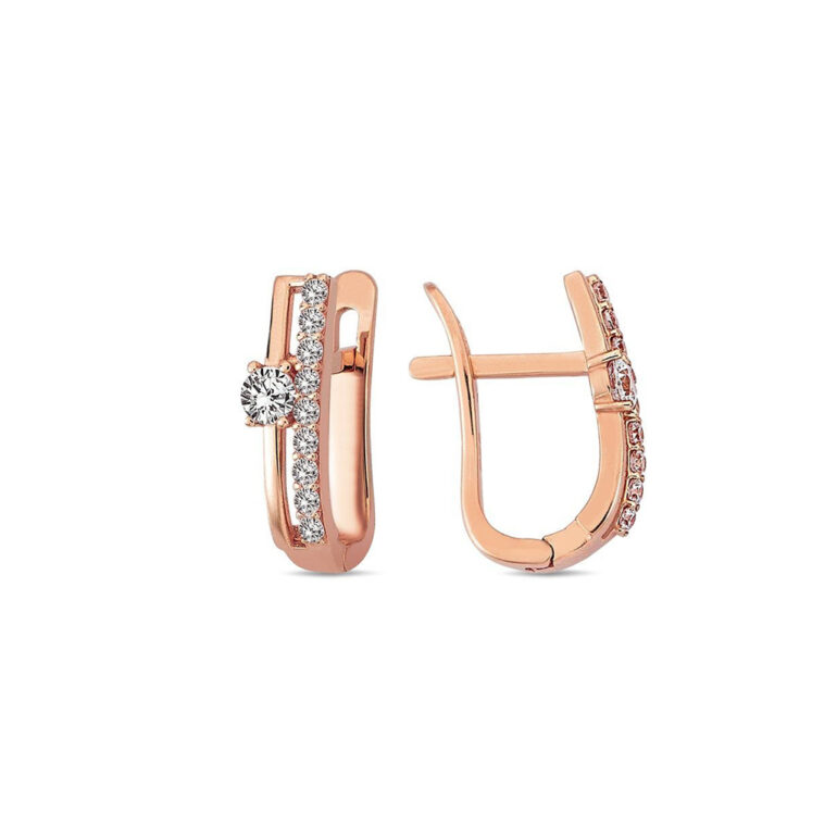 Rose Gold Earrings With Cubic Zirconia