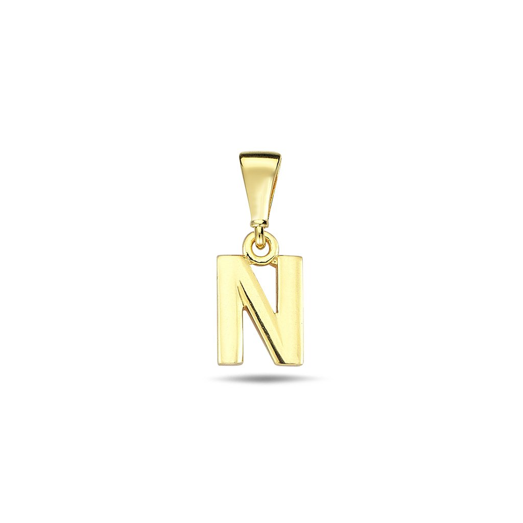 Yellow gold pendant - initial (letter) N