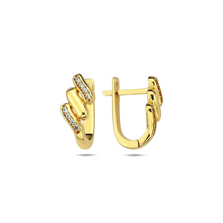 Yellow gold earrings with cubic zirconia