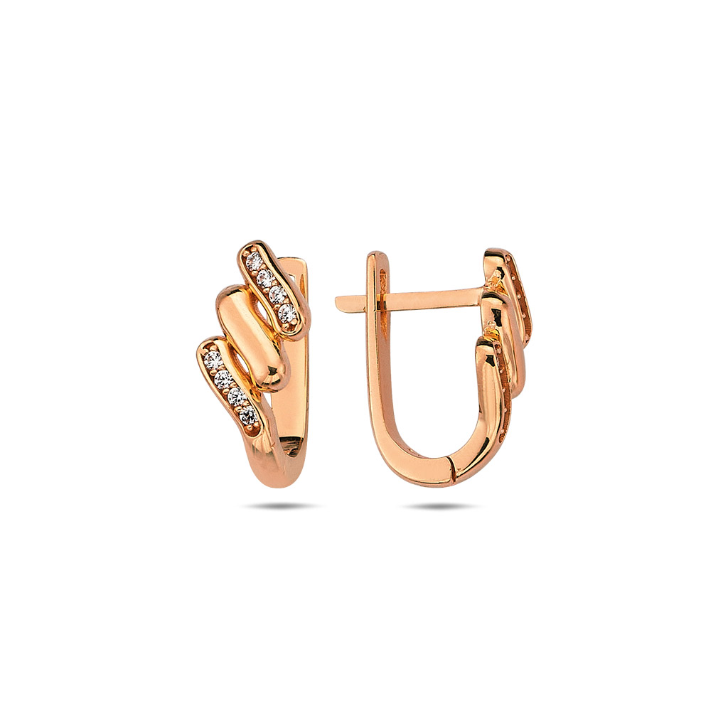 Rose gold earrings with cubic zirconia