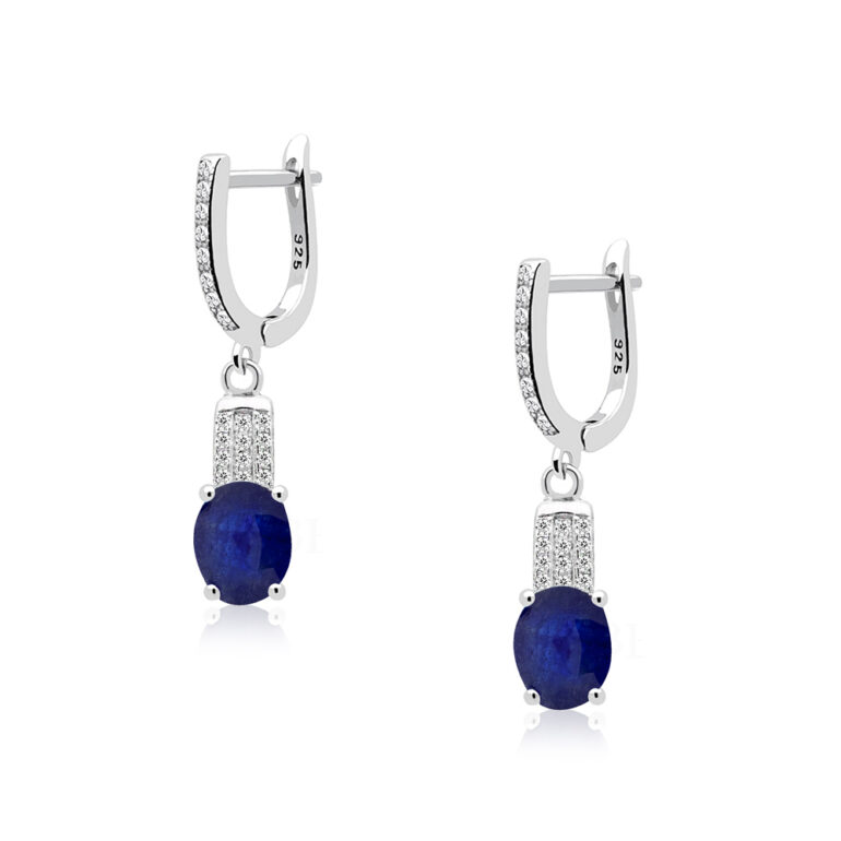 Sterling silver earrings with spinel and cubic zirconia