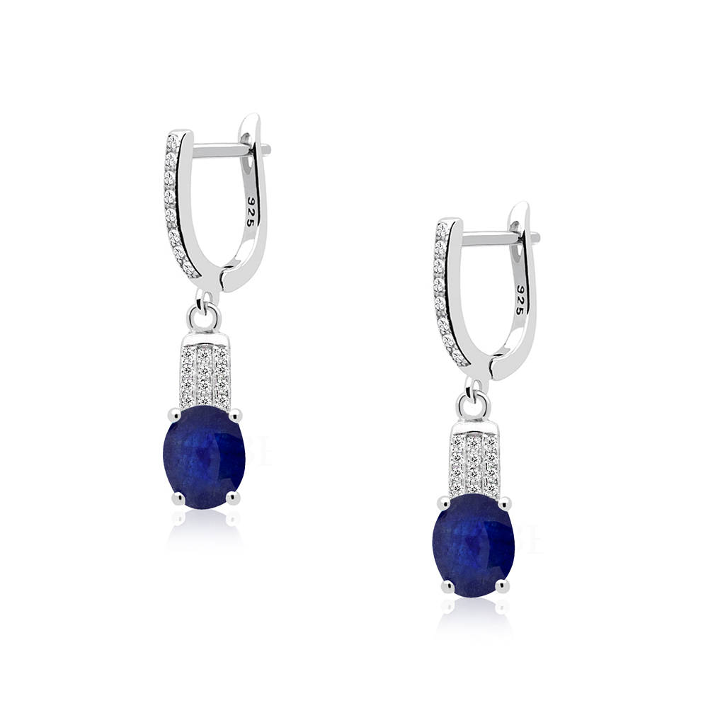 Sterling silver earrings with spinel and cubic zirconia