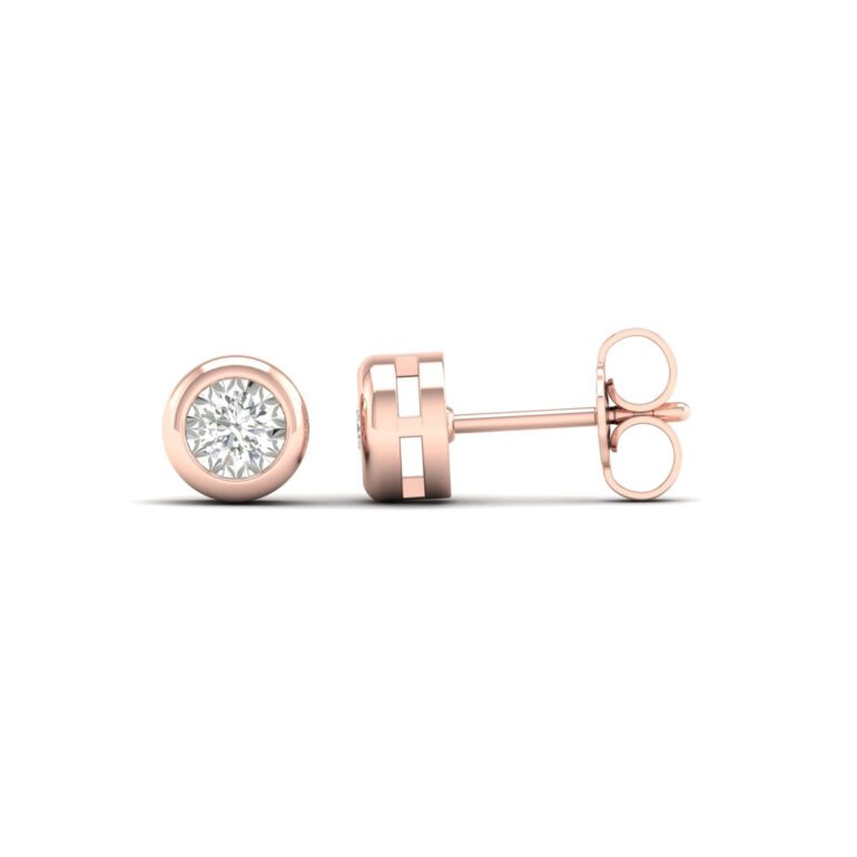 Rose gold stud earrings with diamonds