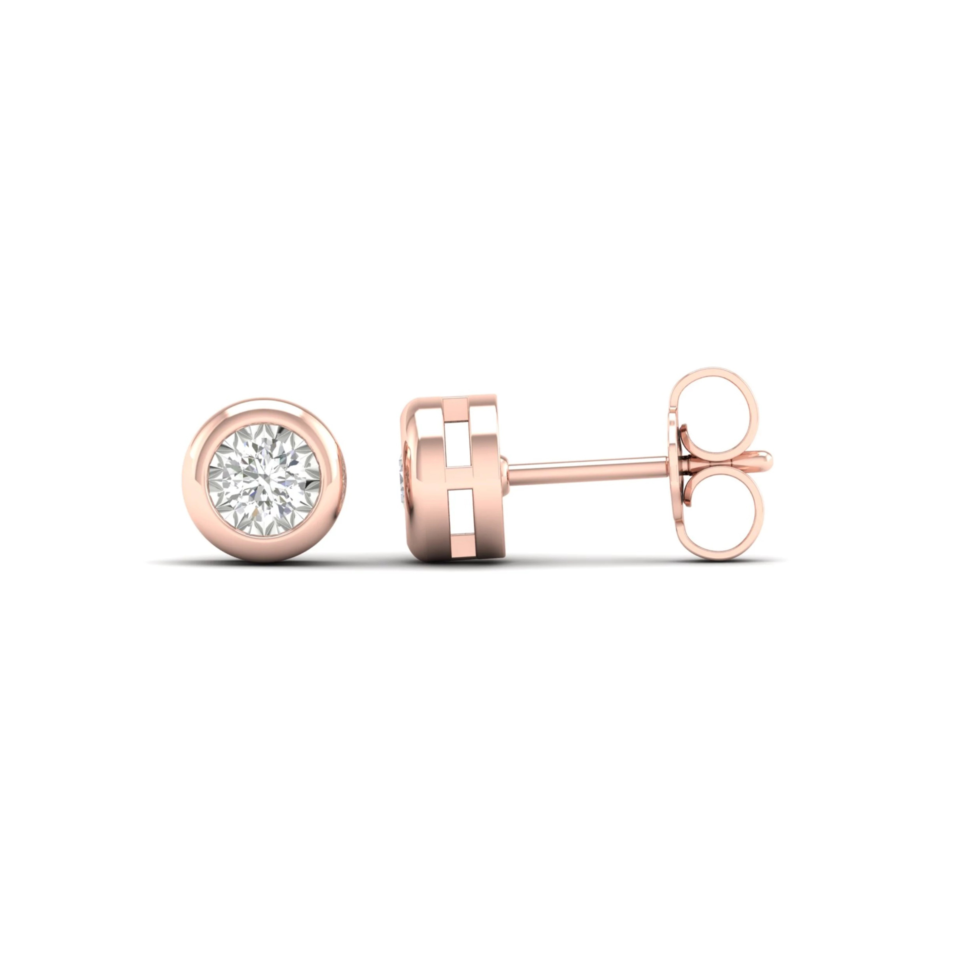 Rose gold stud earrings with diamonds