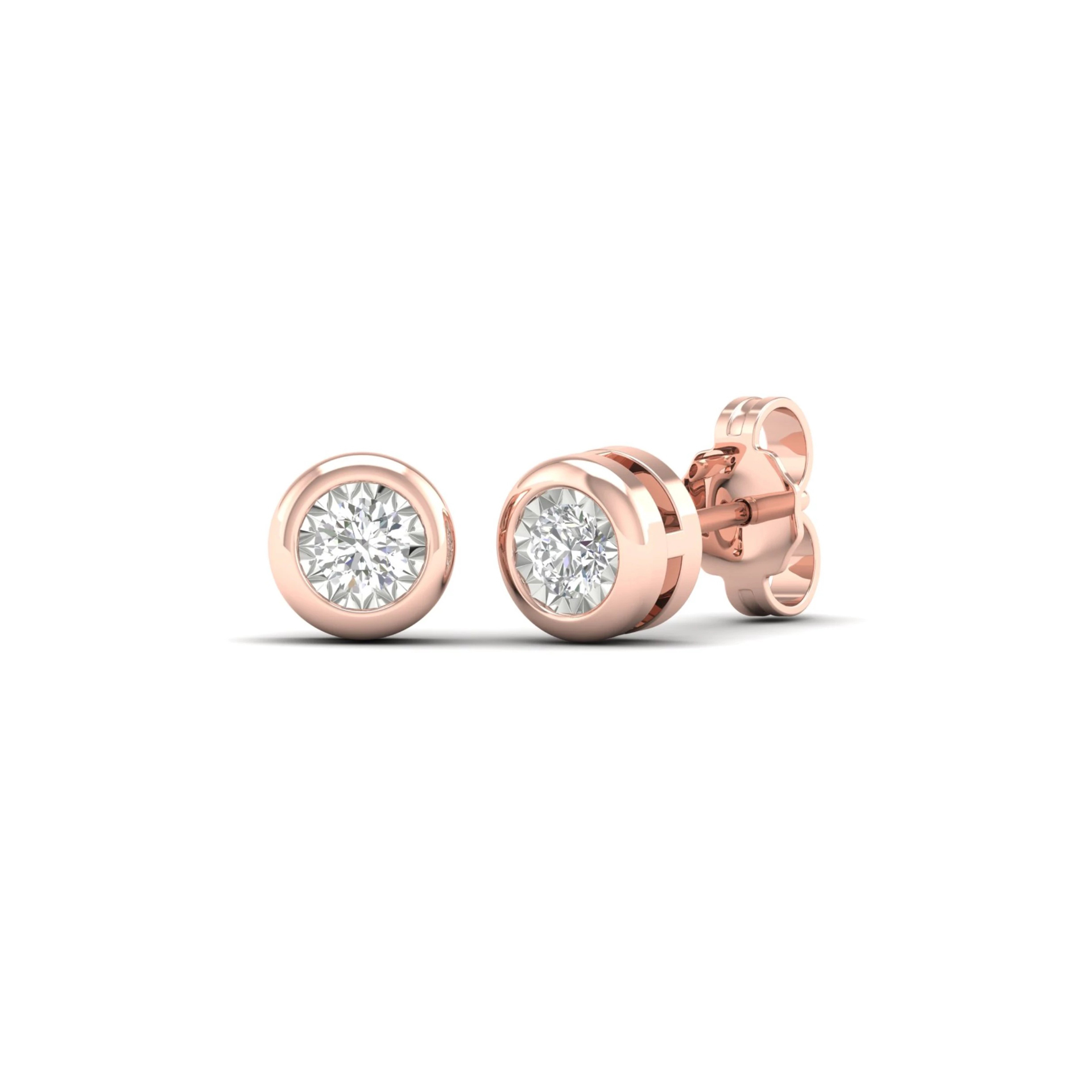 Rose gold stud earrings with diamonds