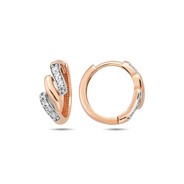 Rose gold hoop earrings with cubic zirconia