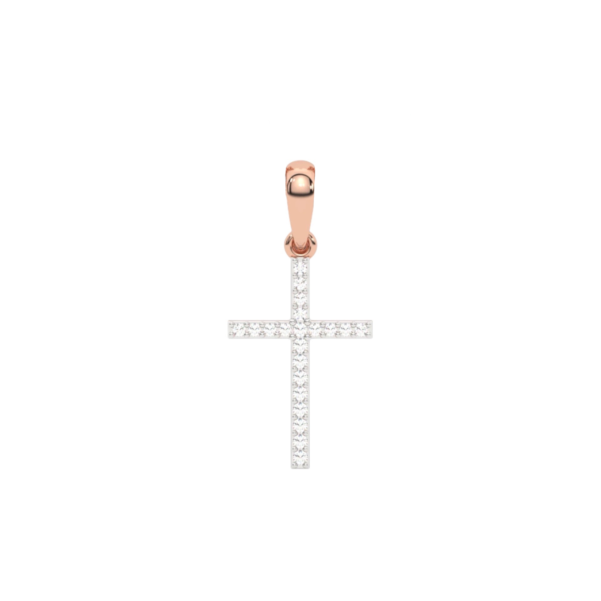 Rose gold cross pendant with diamonds