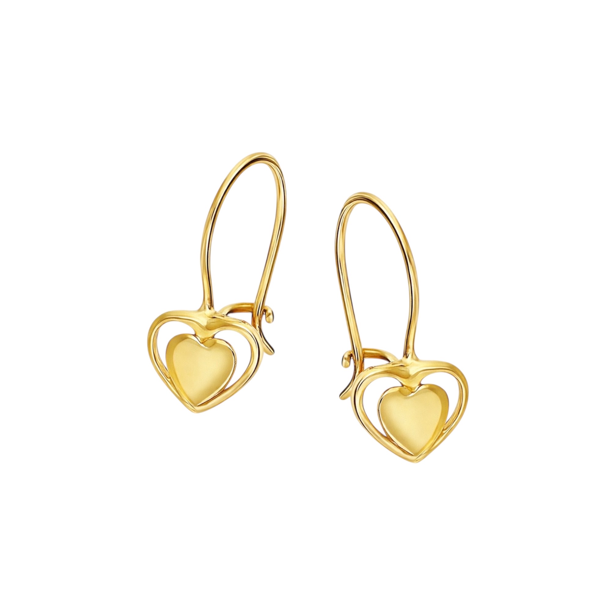 Yellow gold heart earrings