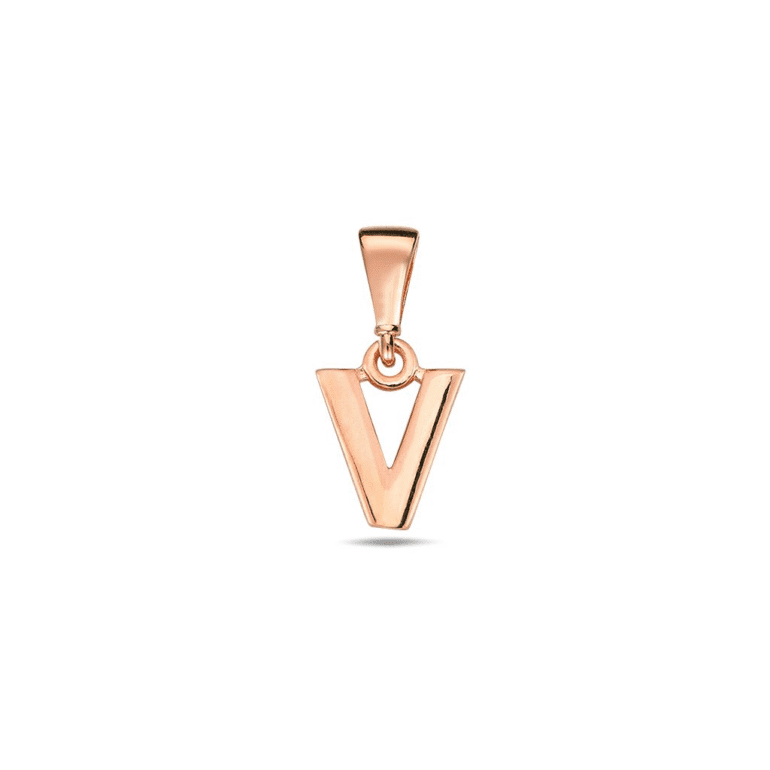 Rose gold pendant - initial (letter) V