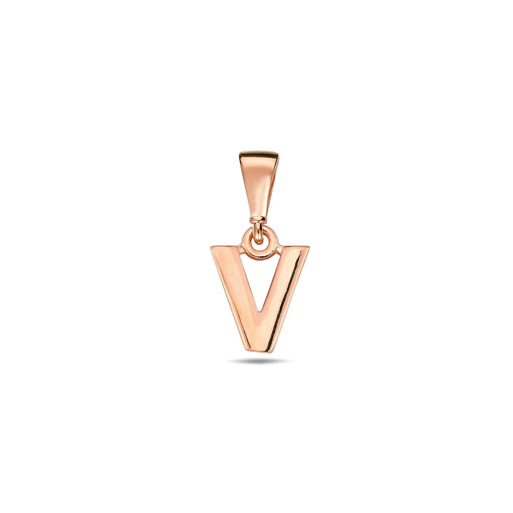 Rose gold pendant - initial (letter) V
