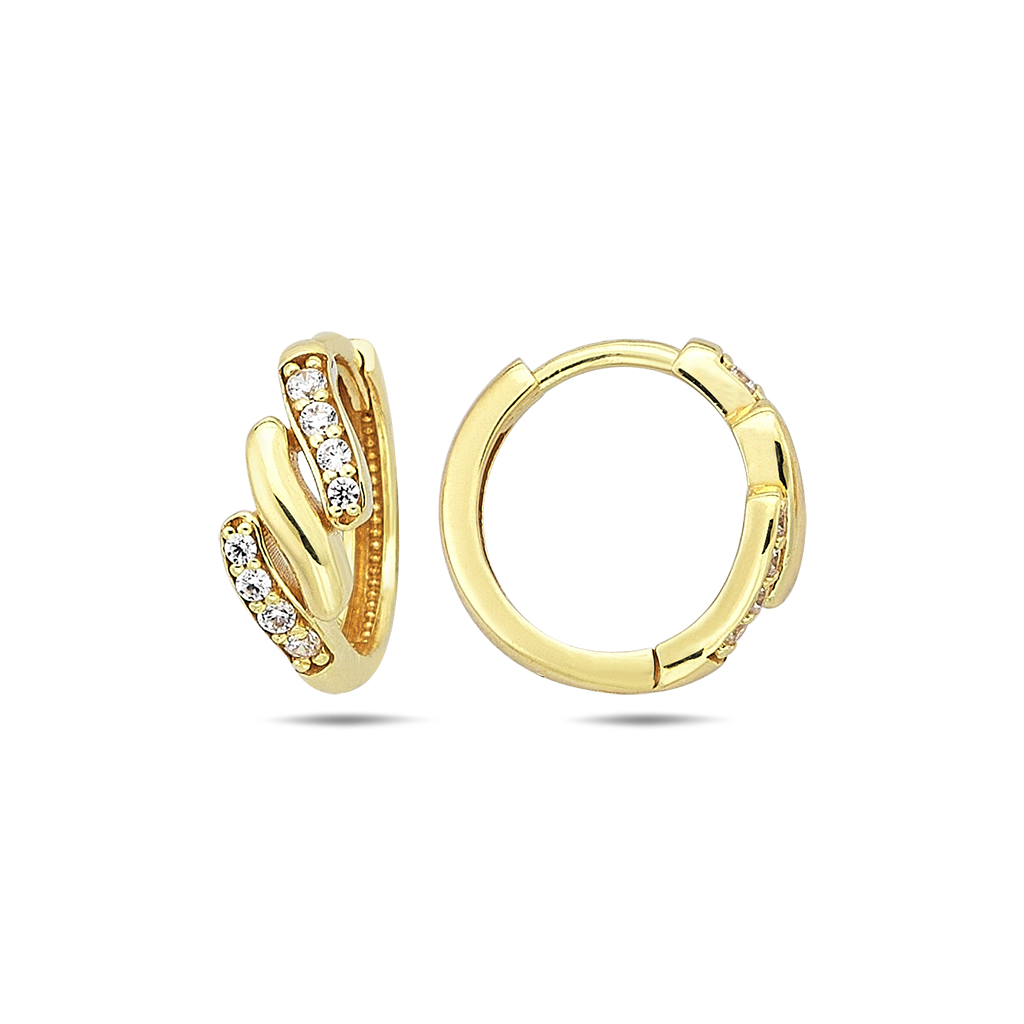 Yellow gold hoop earrings with cubic zirconia