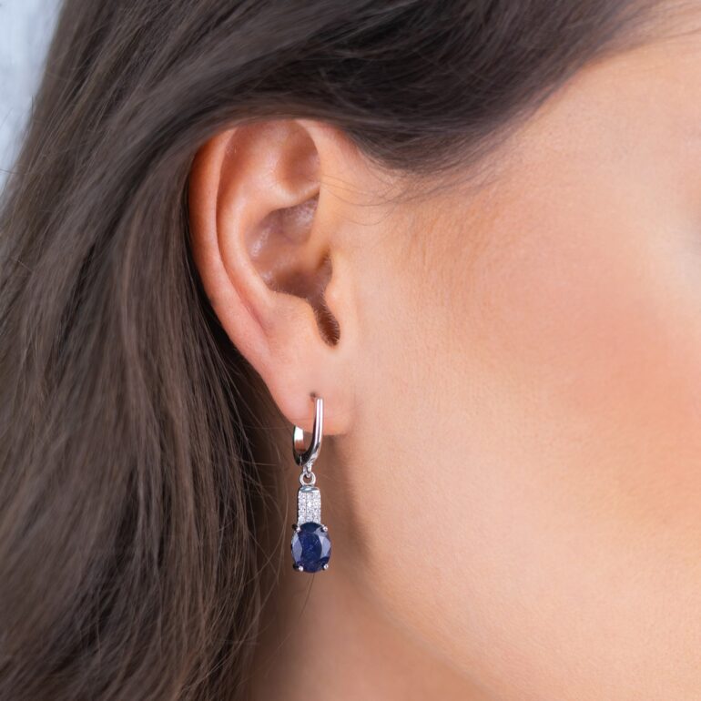 Sterling silver earrings with spinel and cubic zirconia