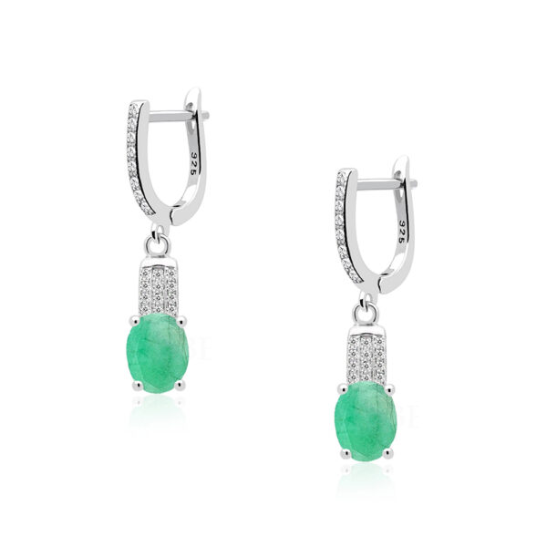 Sterling silver earrings with beryl and cubic zirconia