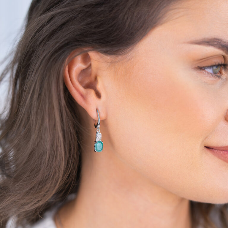 Sidabriniai auskarai su berilais ir cirkoniais