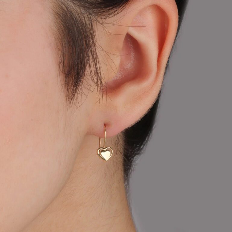 Yellow gold heart earrings