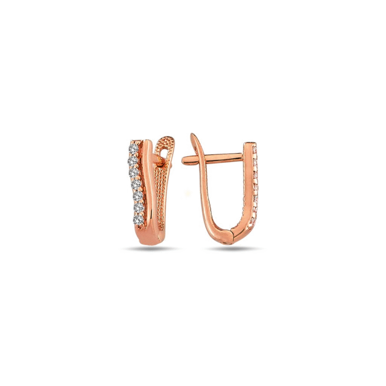 A dainty rose gold earrings with cubic zirconia
