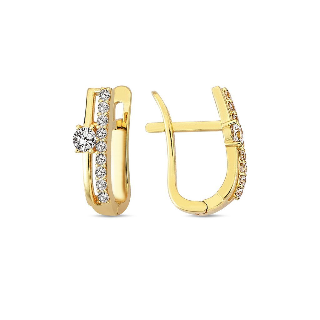 Yellow gold earrings with cubic zirconia
