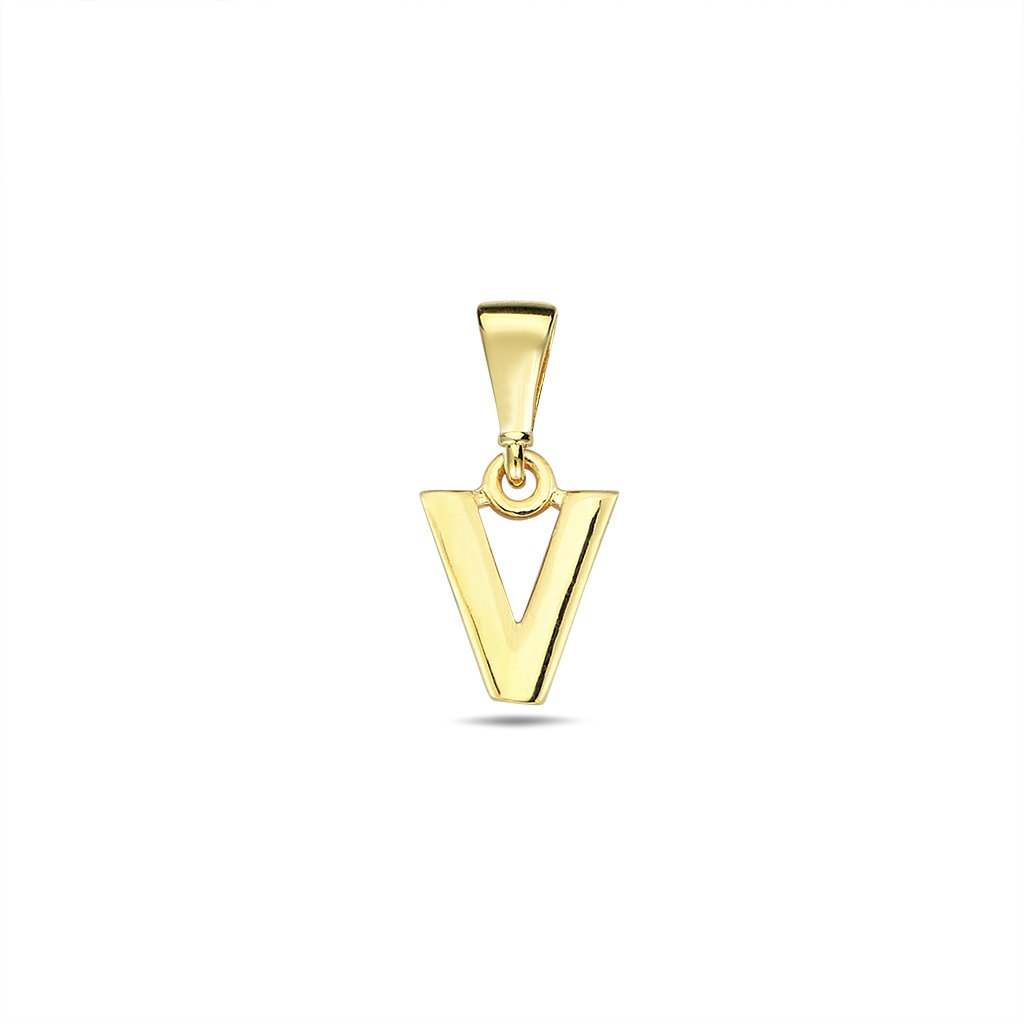 Yellow gold pendant - initial (letter) V