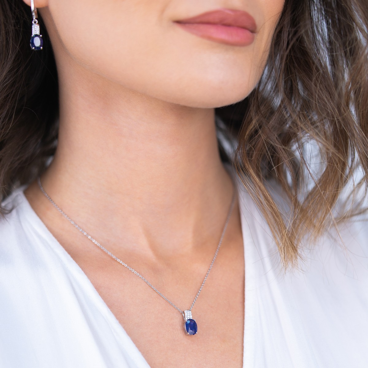 Sterling silver pendant with spinel and cubic zirconia