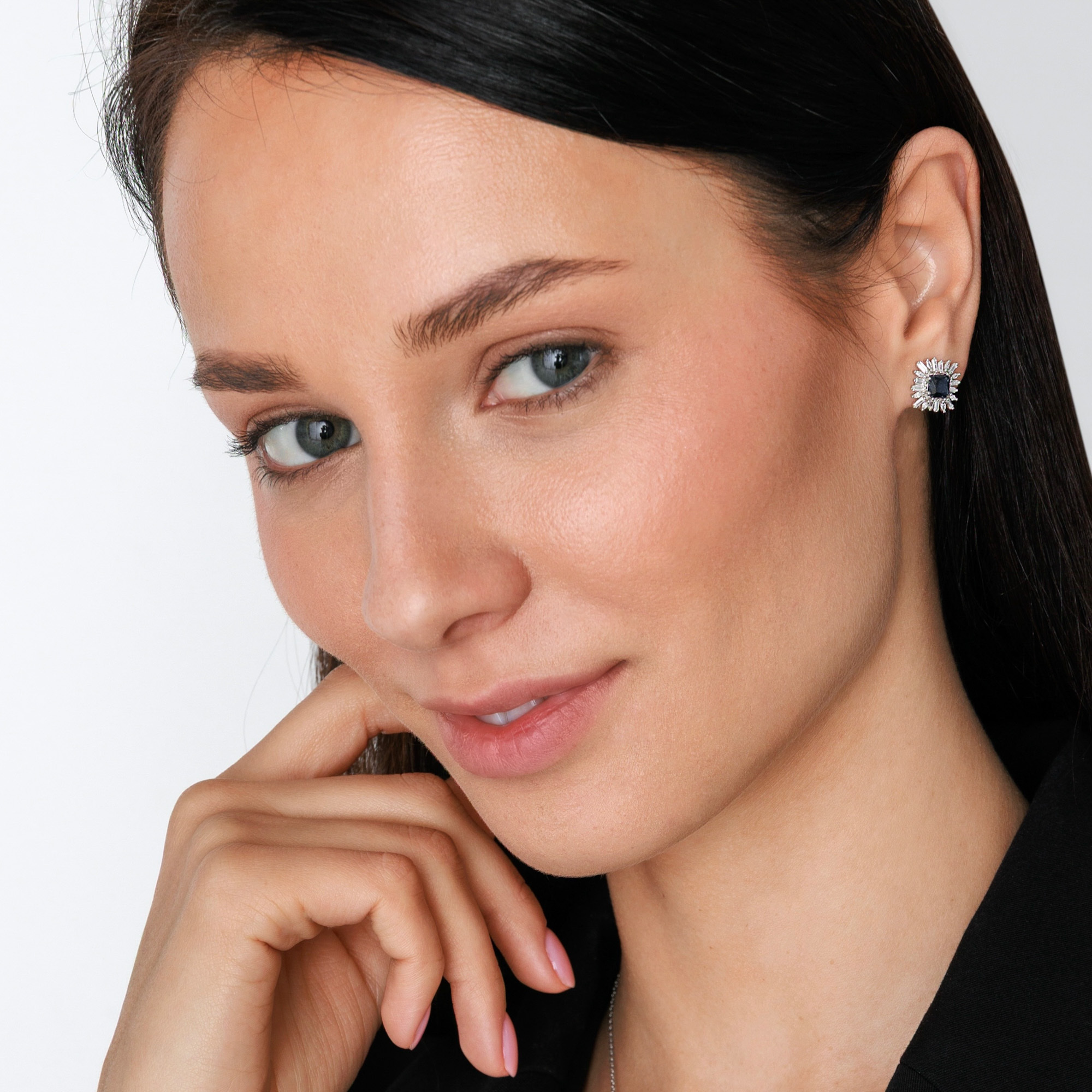 Sterling silver stud earrings with cubic zirconia