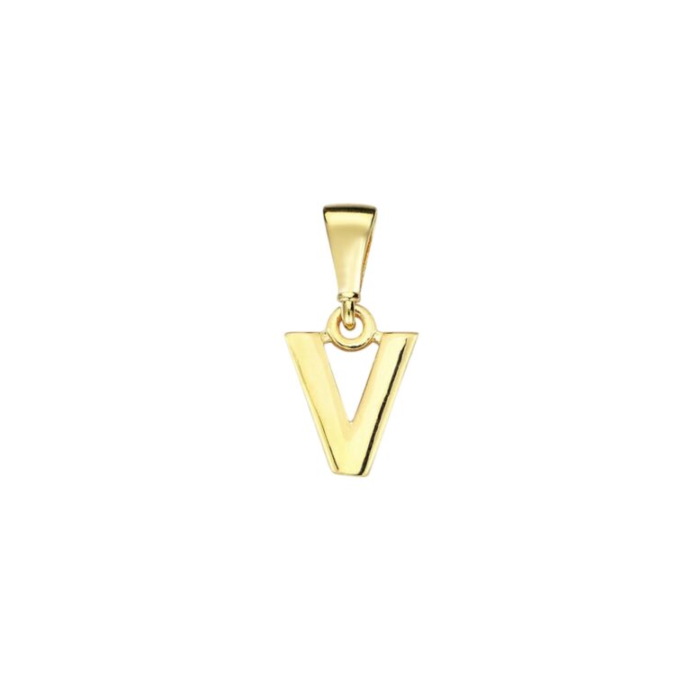 Yellow Gold Pendant - Initial V