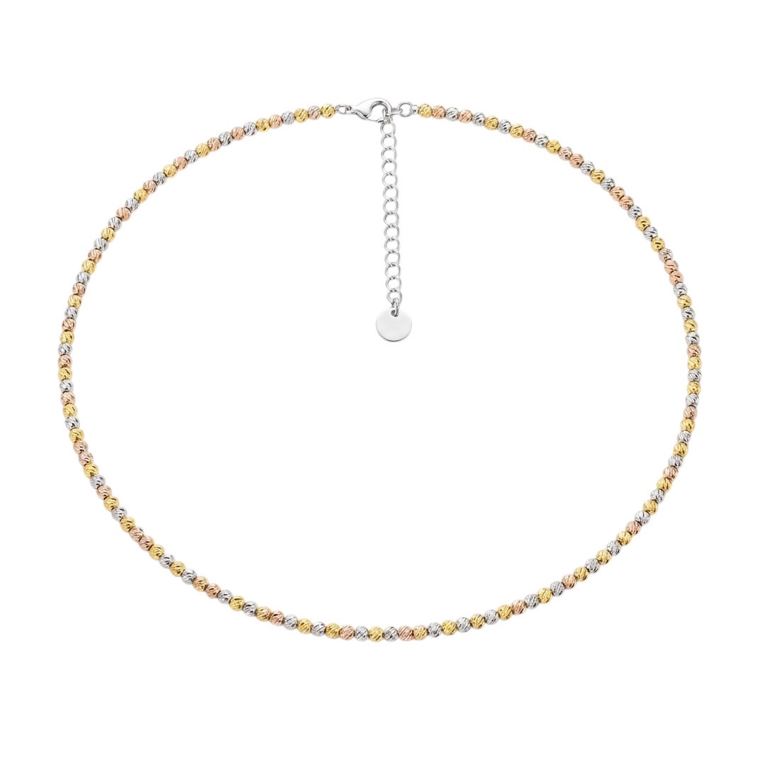 Sterling silver necklace with engraved silver beads