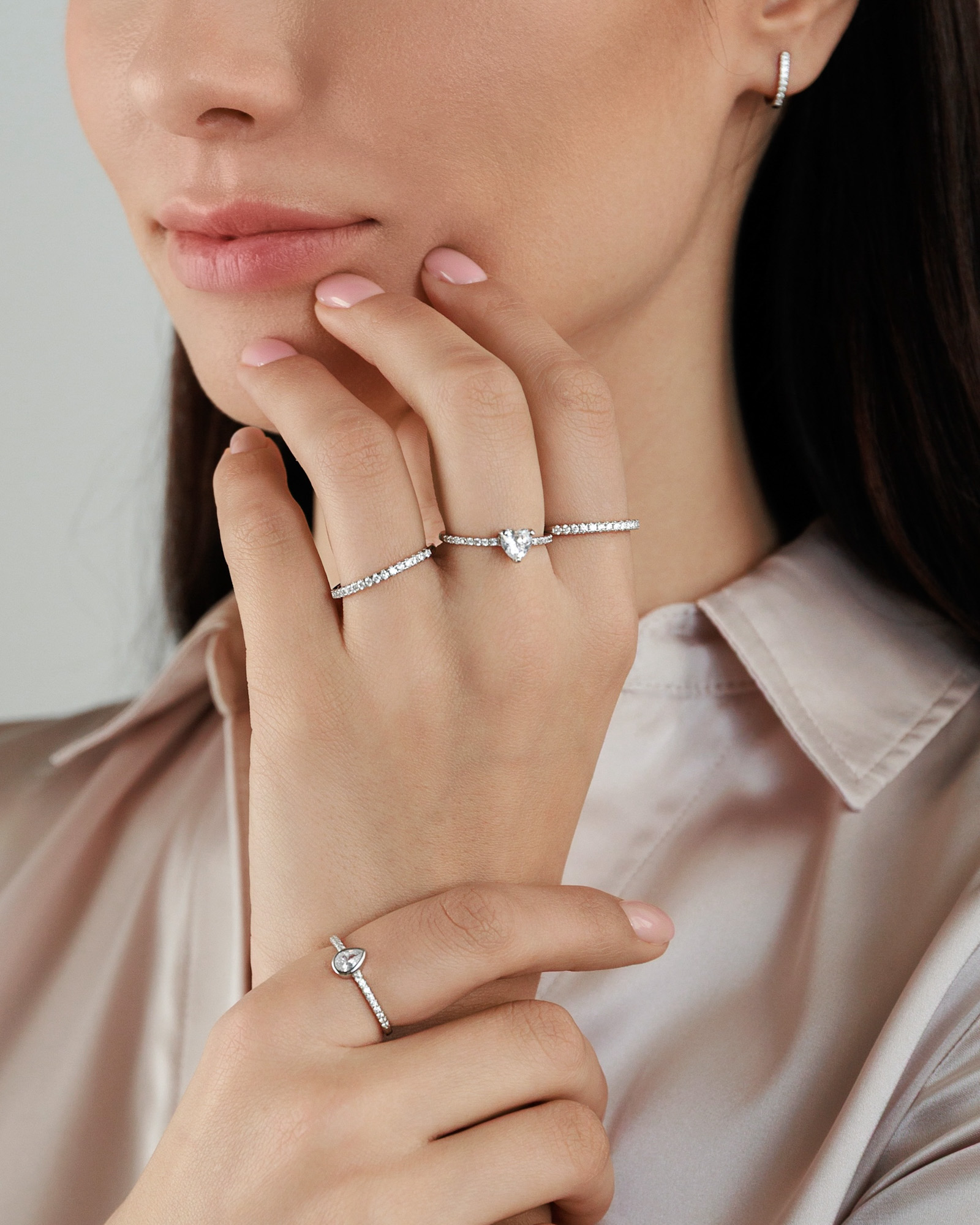 Sterling silver ring with cubic zirconia