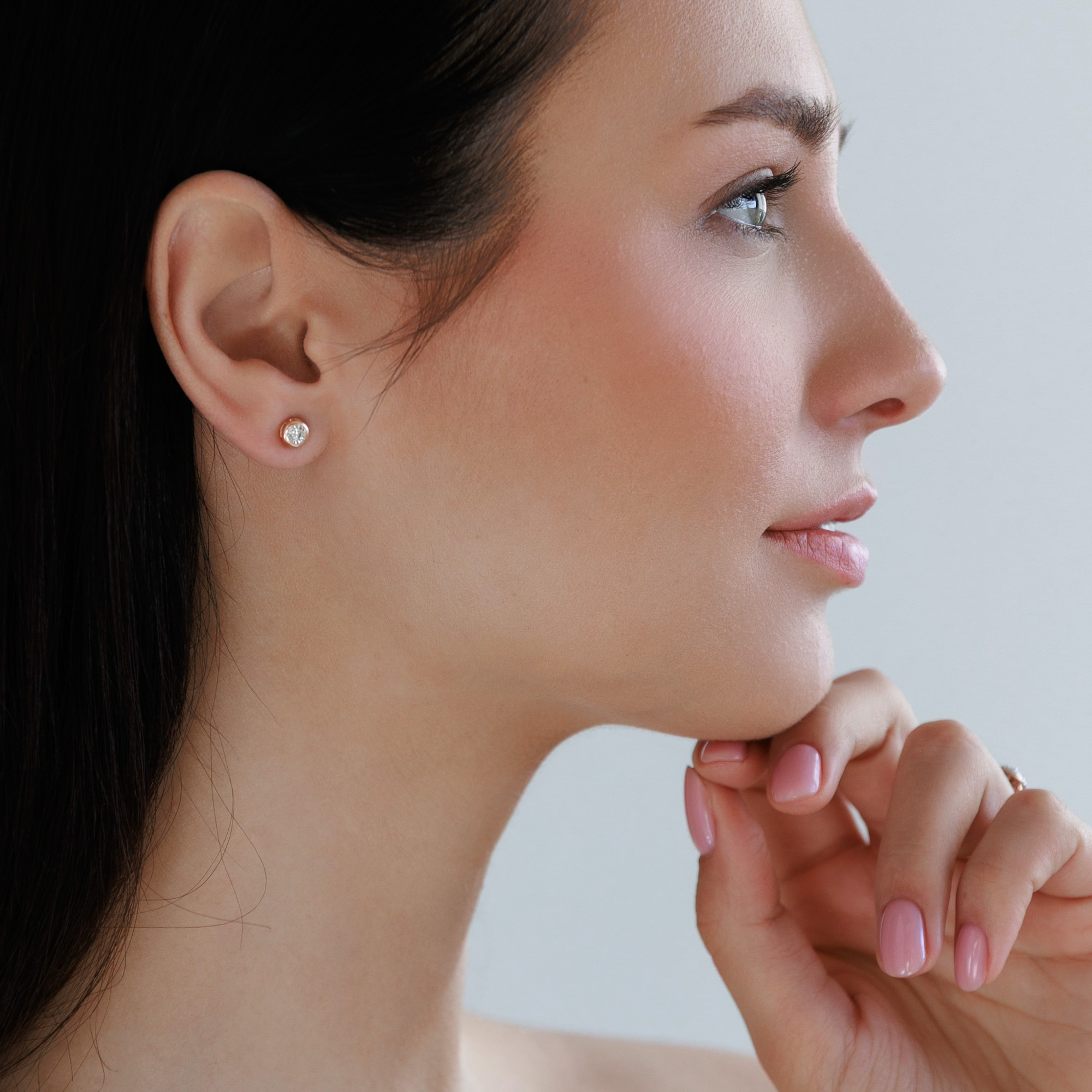 Rose gold stud earrings with diamonds