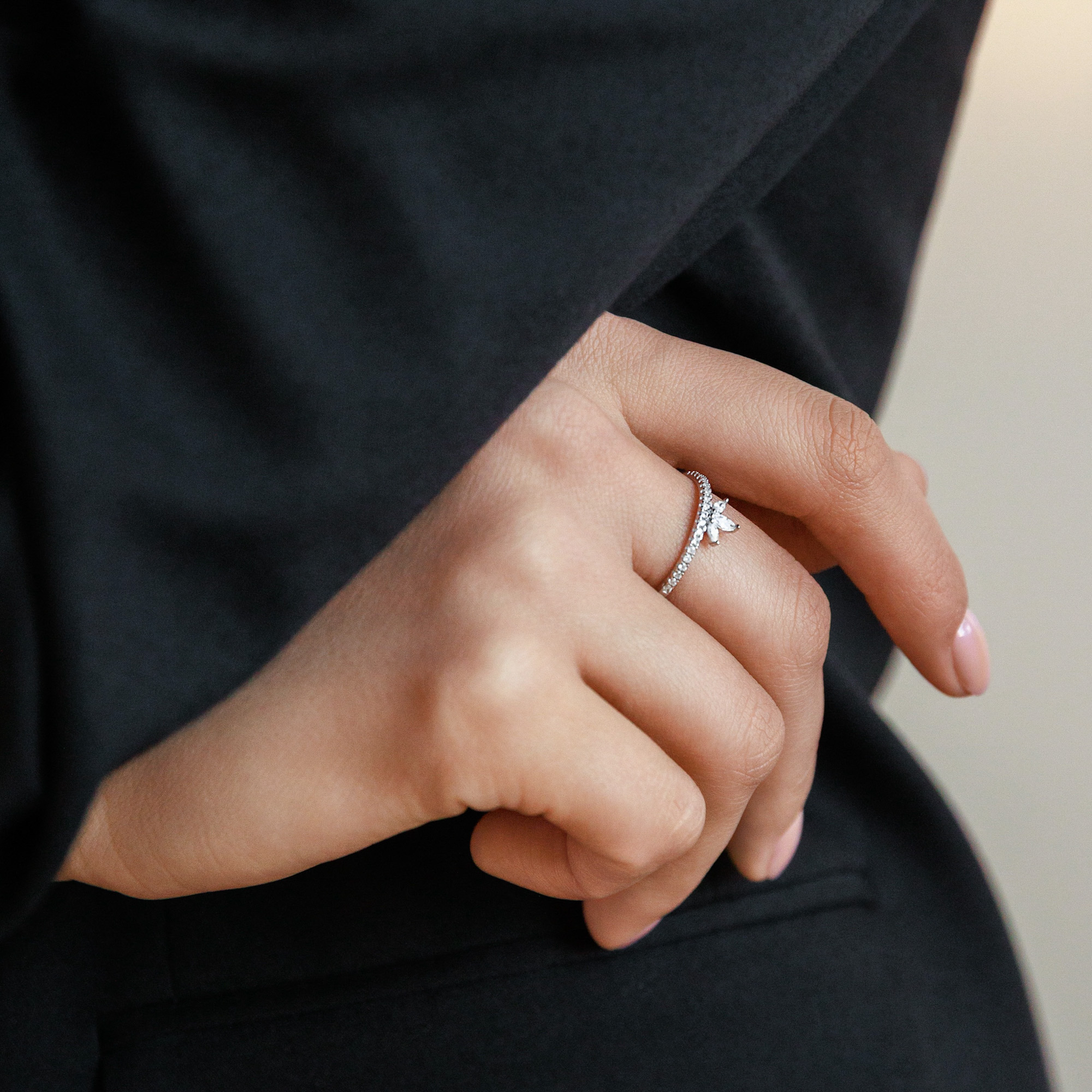 Sterling silver ring with cubic zirconia